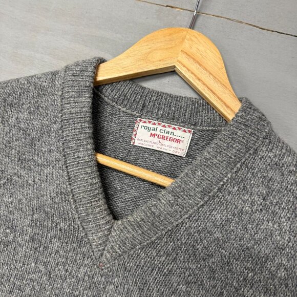 Vintage McGregor Wool Blend‎ Grey V Neck 80s Sweater Vest Large - Picture 3 of 5